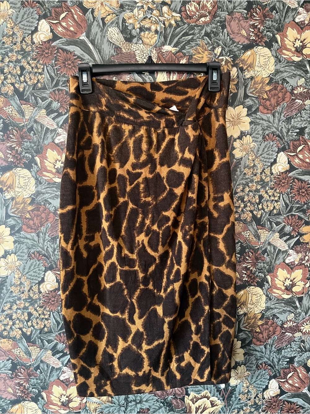 Vintage 90s Archive Gianfranco Ferre Leopard Midi Skirt Brown Black Mob wife
